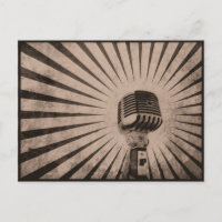 Postkarte mit Coolem Vintagem Mikrofon
