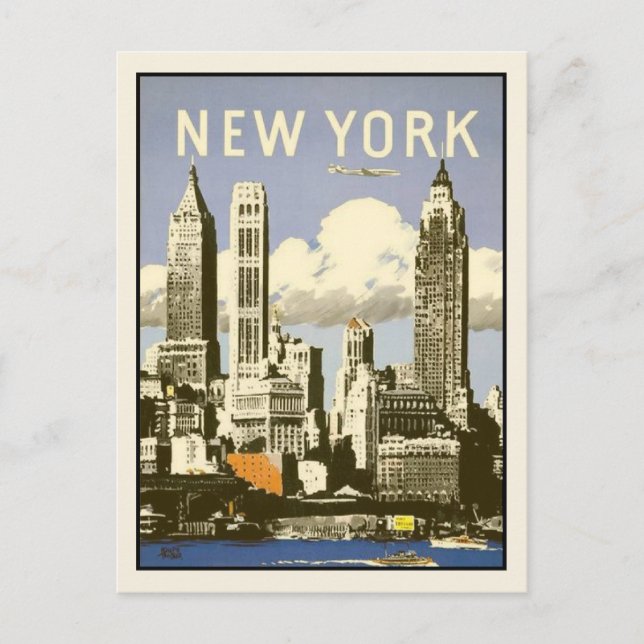 Postkarte mit Cooler Vintager New York Print (Vorderseite)