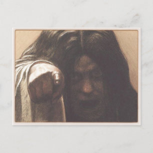 Postkarte mit Creepy Girl Pointing Finger