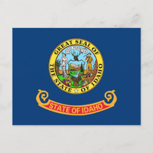Postkarte mit der Flagge des Bundesstaates Idaho -