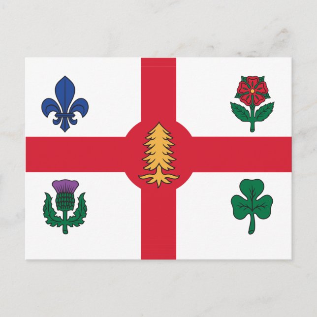 Postkarte mit der Flagge Montreals, Kanada (Vorderseite)