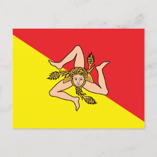 Postkarte mit der Flagge Siziliens, Italien