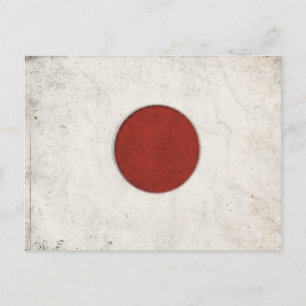 Postkarte mit dreckiger Vintager Flagge aus Japan