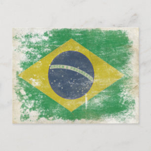 Postkarte mit dunkler Flagge aus Brasilien