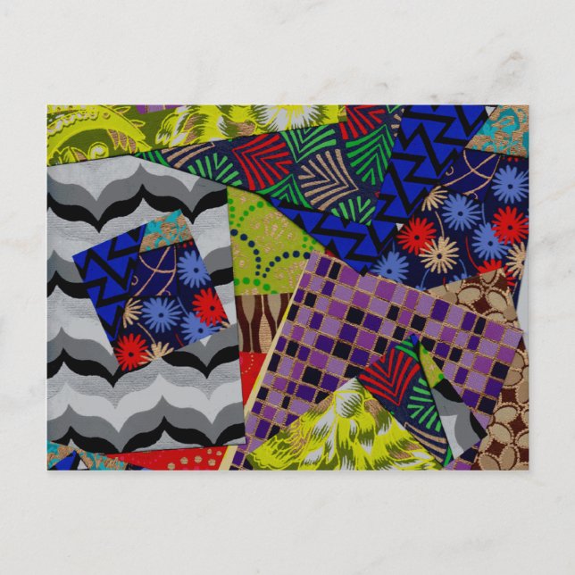 Postkarte mit farbiger Collage (Vorderseite)