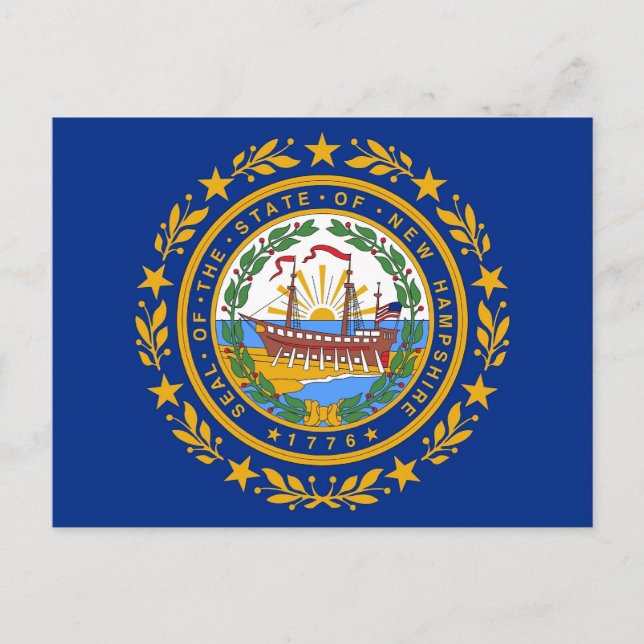 Postkarte mit Flag New Hampshire Staat - USA (Vorderseite)