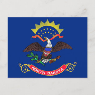 Postkarte mit Flag Nord-Dakota-Staat - USA