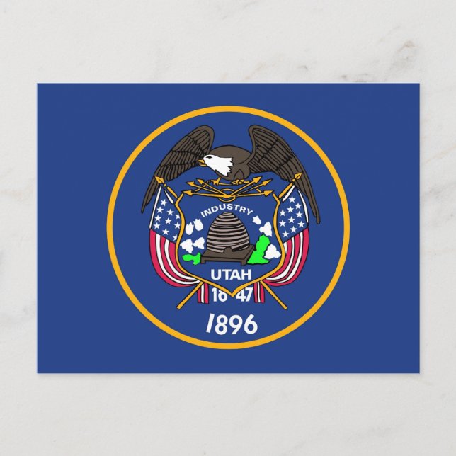 Postkarte mit Flag Utah Staat - USA (Vorderseite)