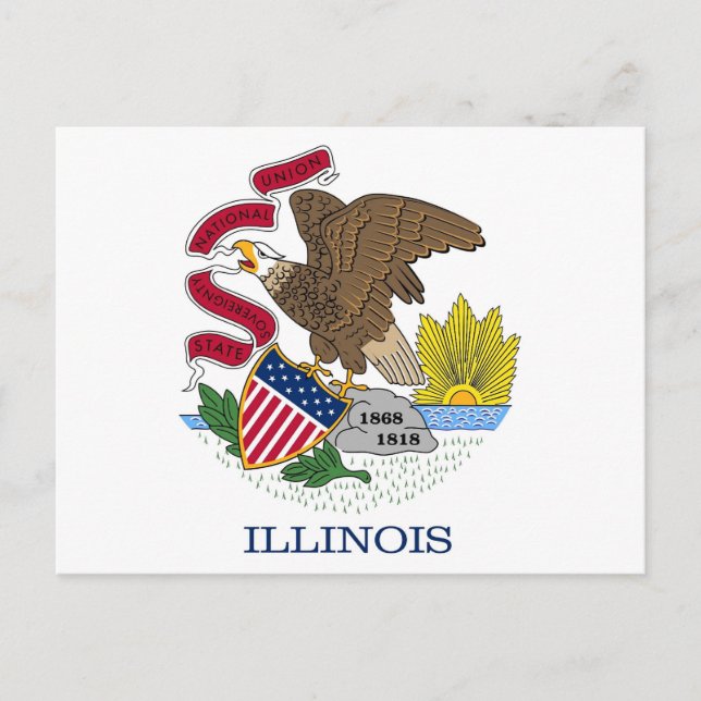Postkarte mit Flagge des Illinois-Staat - USA (Vorderseite)