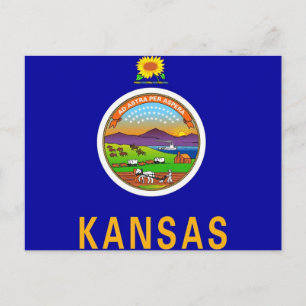 Postkarte mit Flagge des Kansas-Staat - USA