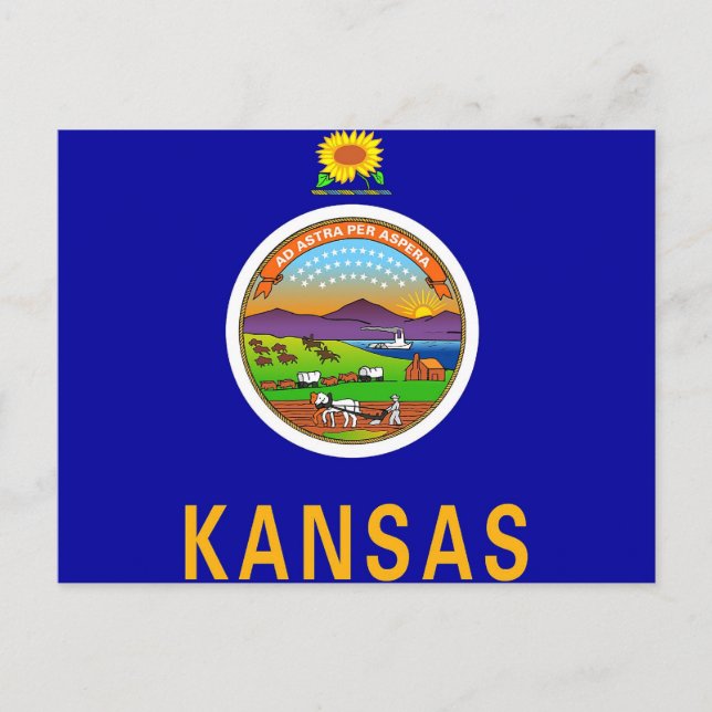Postkarte mit Flagge des Kansas-Staat - USA (Vorderseite)