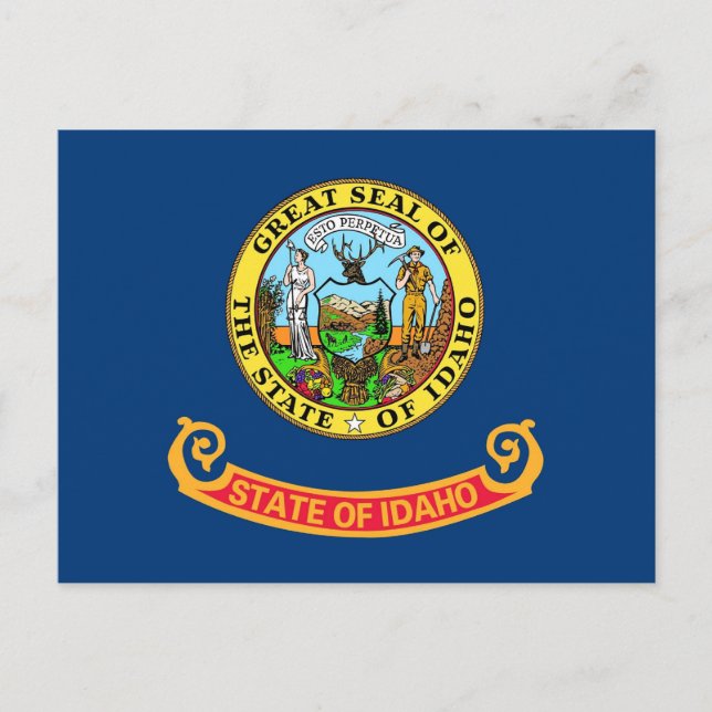 Postkarte mit Flagge des Staat Idaho - USA (Vorderseite)