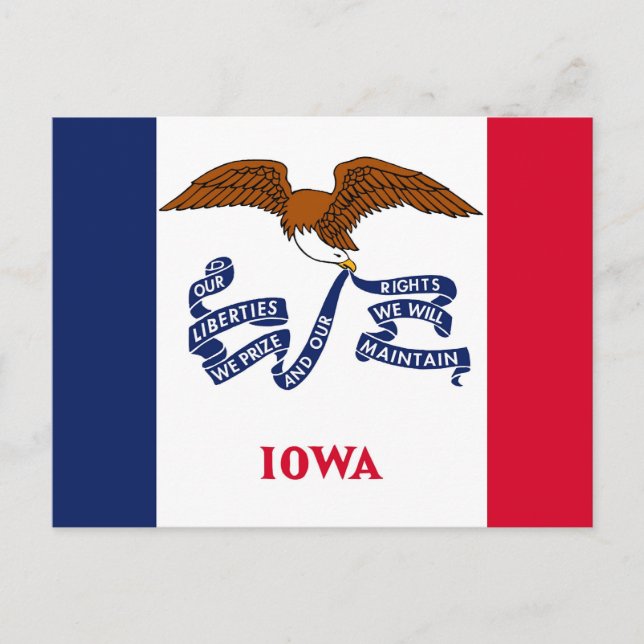 Postkarte mit Flagge des Staat Iowa - USA (Vorderseite)