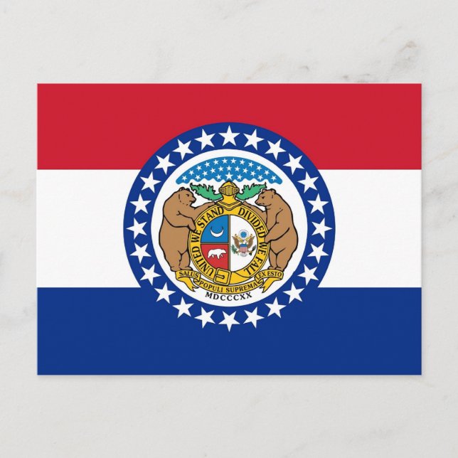 Postkarte mit Flagge des Staat Missouri - USA (Vorderseite)