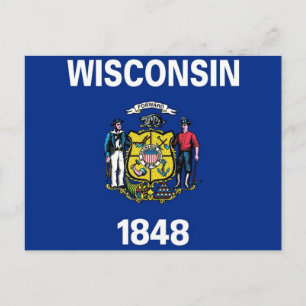 Postkarte mit Flagge des Wisconsin-Staat - USA