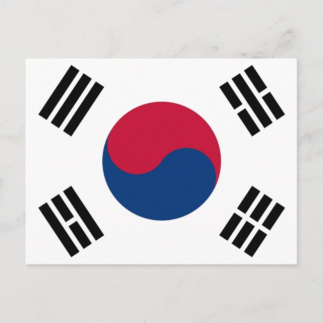 Postkarte mit Flagge Südkoreas (Vorderseite)