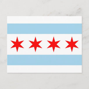 Postkarte mit Flagge von Chicago, Illinois Staat,