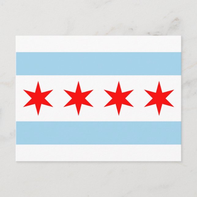 Postkarte mit Flagge von Chicago, Illinois Staat,  (Vorderseite)