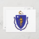 Postkarte mit Flagge von Massachusetts Staat - USA (Vorne/Hinten)