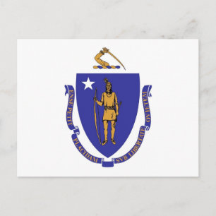 Postkarte mit Flagge von Massachusetts Staat - USA