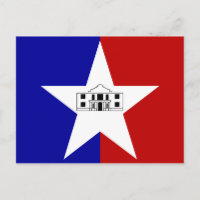 Postkarte mit Flagge von San Antonio City, Texas, 