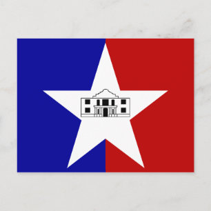 Postkarte mit Flagge von San Antonio City, Texas, 