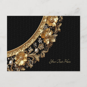 Postkarte mit goldenen verzierten Blumen