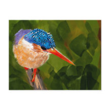 Postkarte mit handgemaltem Eisvogel