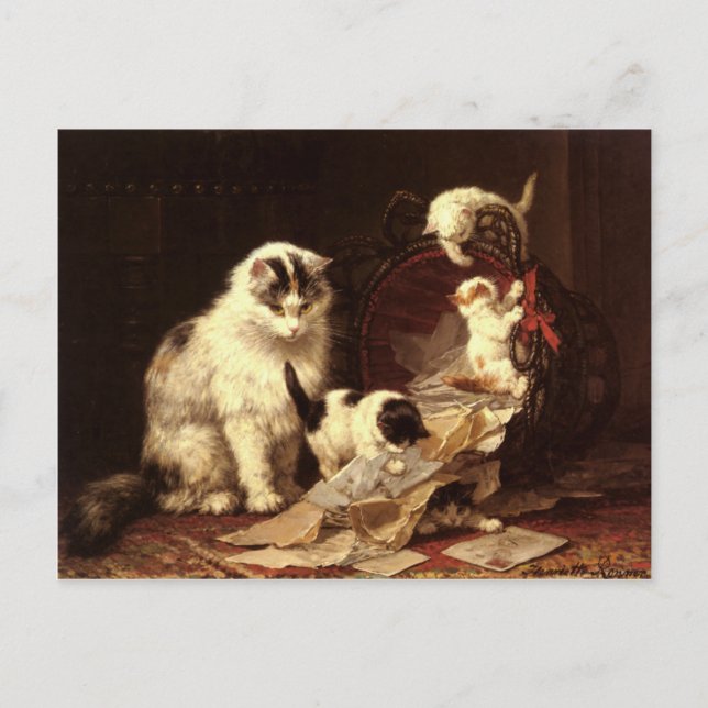 Postkarte mit Henriette Ronner-Knip Malerei (Vorderseite)