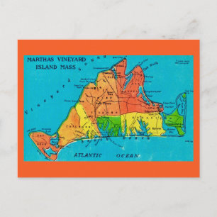 Postkarte mit Inselkarte von Martha's Vineyard
