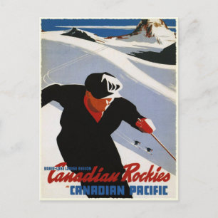 Postkarte mit kanadischen Rockies Ski Print