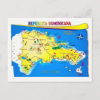 Postkarte mit Karte der Dominikanischen Republik