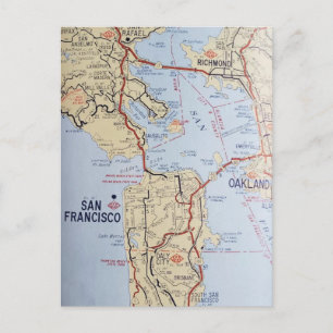 Postkarte mit Karte der Region San Francisco