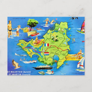 Postkarte mit Karte von St Martin Island