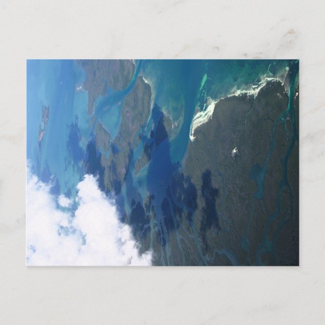 Postkarte mit Luftansicht der Insel (Vorderseite)