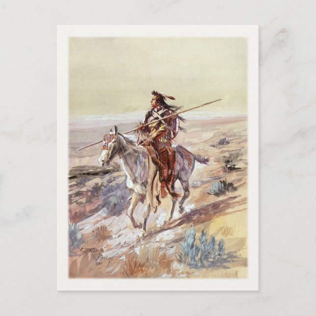 Postkarte mit Malerei eines amerikanischen Ureinwo (Vorderseite)