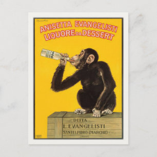Postkarte mit Monkey Poster trinken