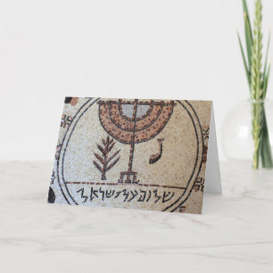 Postkarte mit Mosaik des Menorah in Israel