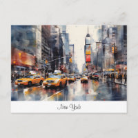 Postkarte mit New York City, gemalte Landschaft.