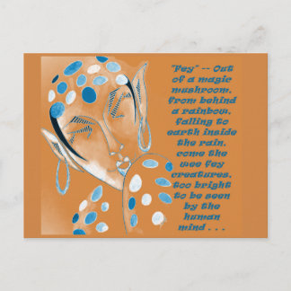 Postkarte mit Originalkunst — Orange Elf mit Text