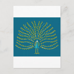 Postkarte mit Pfau-Illustration