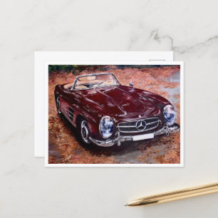 Postkarte mit retro-vintage-schwarzer Auto-Malerei