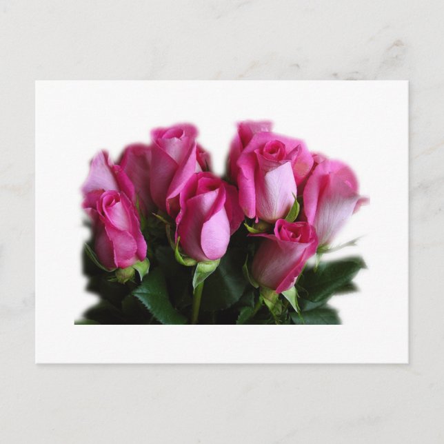 Postkarte mit rosa Rosenbukett (Vorderseite)