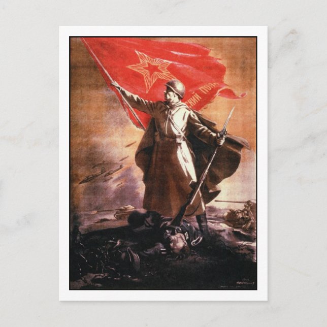 Postkarte mit russischer Zweiten Weltkrieg-Propaga (Vorderseite)