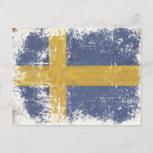 Postkarte mit schmutziger Vintage-Flagge aus Schwe