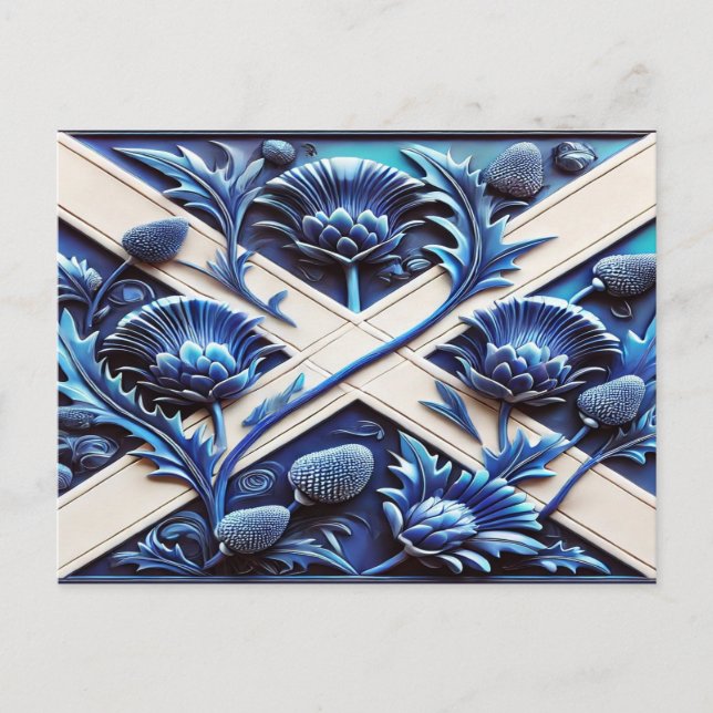 Postkarte mit schottischem Thistles-Design (Vorderseite)