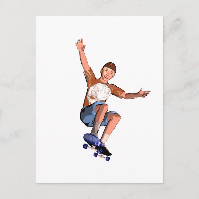 Postkarte mit Skate-Boarding-Boy-Abbildung (Vorderseite)