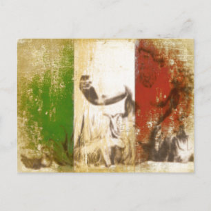 Postkarte mit Statue auf vintage italienischer Fla