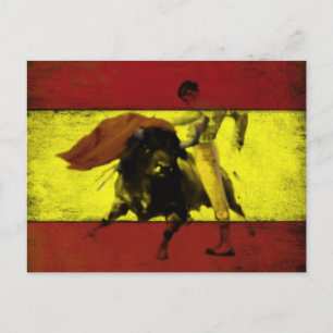 Postkarte mit Stierkampf auf schmutziger spanische