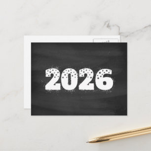 Postkarte mit Text von 2026 auf einer Tafel. Neues